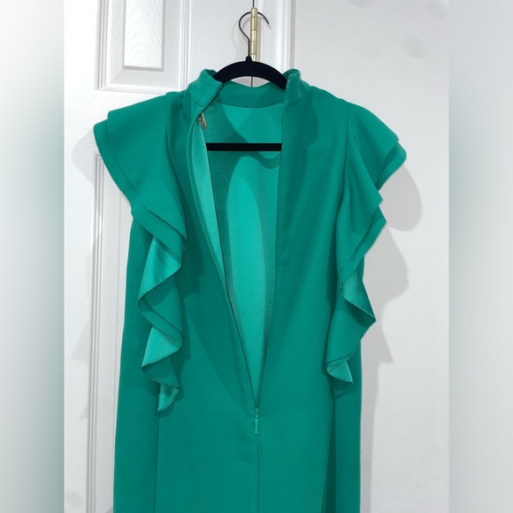 Kate Spade Emerald Green Satin Crepe Flutter Sleeve Shift Dress Size 00 XS $398 - Picture 10 of 15
